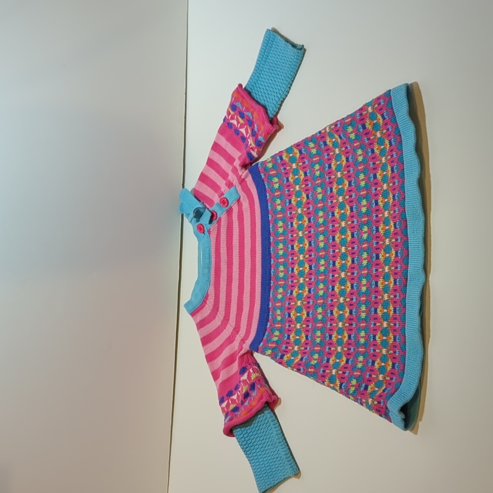 Hanna Andersson Sweater Dress Size 3-6 months Pinks Blues